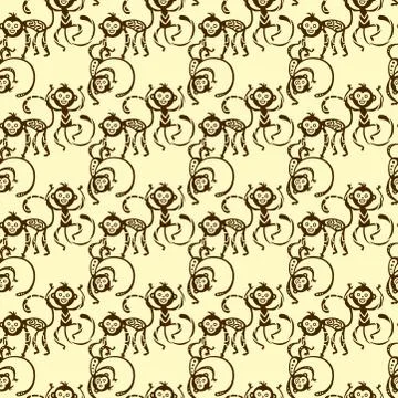 Monkey seamless pattern vector illustration Illustrazione stock