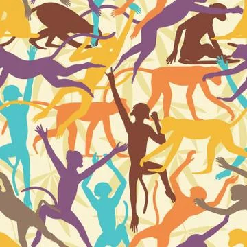 Monkey seamless tile Stock Illustration