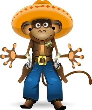 Monkey sheriff Stock Illustration
