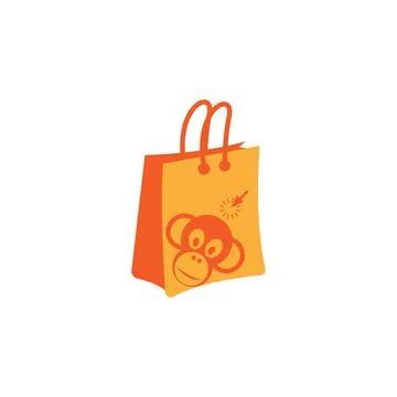 Monkey shop bag logo icon design illustration Illustrazione stock