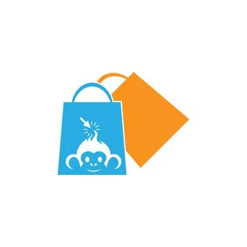 Monkey shop bag logo icon design illustration Illustrazione stock