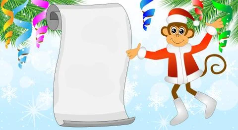 Monkey shows on a sheet of paper Stock Illustration