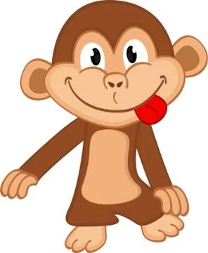 Monkey shows tongue Stock Illustration