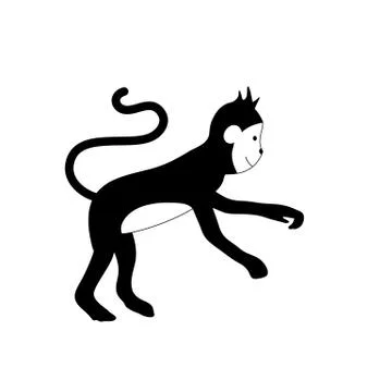 Monkey silhouette isolated on white background 스톡 일러스트