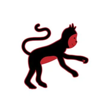 Monkey silhouette isolated on white background Stock Illustration