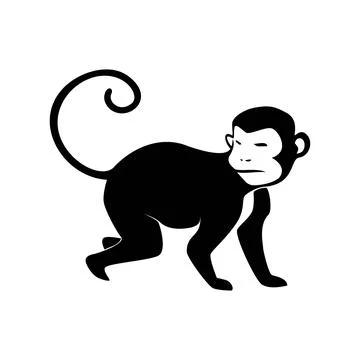Monkey silhouette vector illustration. chimpanzee sign and symbol. Illustrazione stock