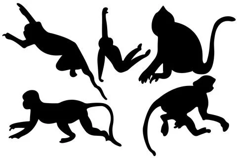 Monkey silhouette vector for websites, graphics related artwork Stock Illustration