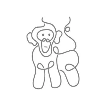 Monkey Simple Line Logo Design Template Illustration Isolated Stock-Illustration