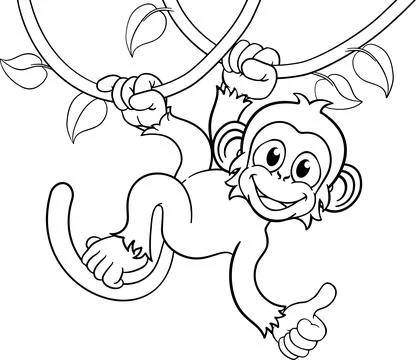 Monkey Singing On Jungle Vines Thumbs Up Cartoon Stock Illustration