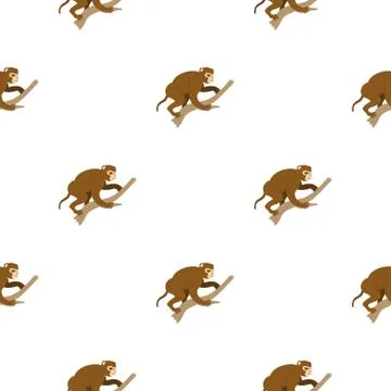 Monkey sitting on a branch pattern seamless Illustrazione stock