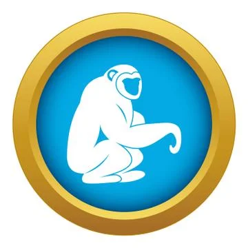 Monkey sitting icon blue isolated Stock Illustration