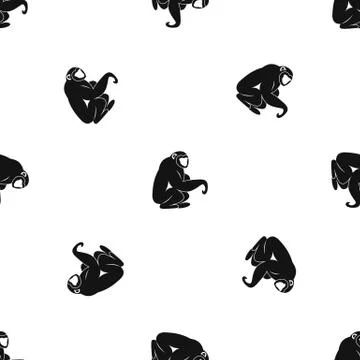 Monkey sitting pattern seamless black Stock Illustration
