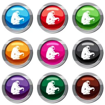Monkey sitting set 9 collection Illustrazione stock