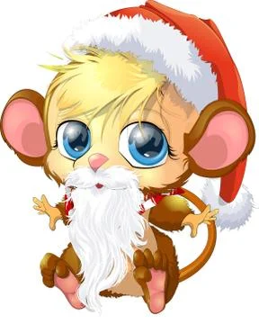 Monkey sitting on a white background Stock Illustration