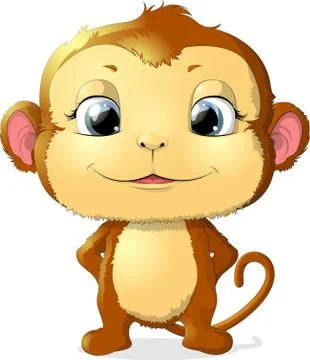 Monkey sitting on a white background Stock Illustration