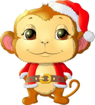 Monkey sitting on a white background 스톡 일러스트