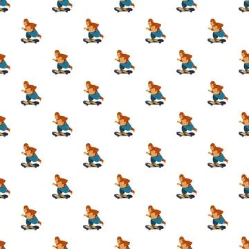 Monkey skateboarder seamless pattern on white background Stockillustratie