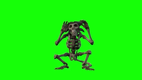 Monkey Skeleton Animation on Green Screen Background Stock Footage 312552700