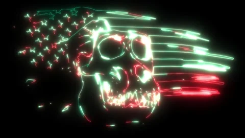 Monkey skull with american flag Stock Footage 274714356