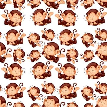 Monkey sleeping seamless pattern 스톡 일러스트