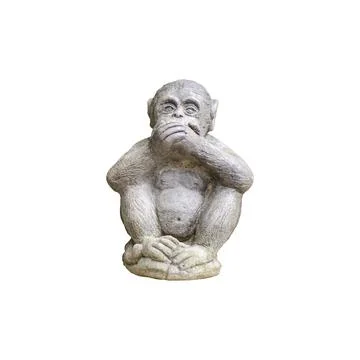 Monkey small statue with the concept of close your mouth or speak no evil. Foto stock
