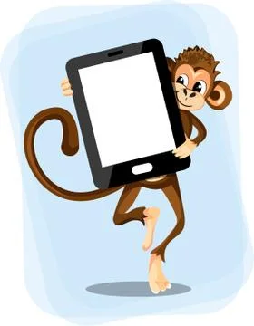 Monkey with a smartphone Stock Illustration