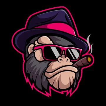 Monkey Smoking Mascot Logo Design Illustration Vector Stock Illustration
