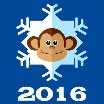 Monkey snowflake 2016. Stock Illustration