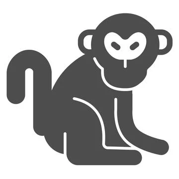 Monkey solid icon, worldwildlife concept, monkey vector sign on white background 스톡 일러스트