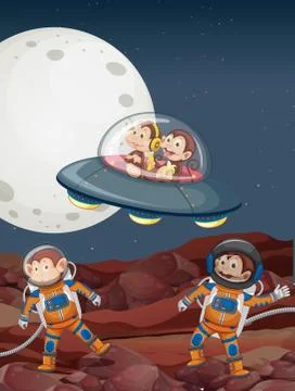 Monkey on the space Illustrazione stock