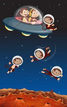 Monkey on the space Illustrazione stock