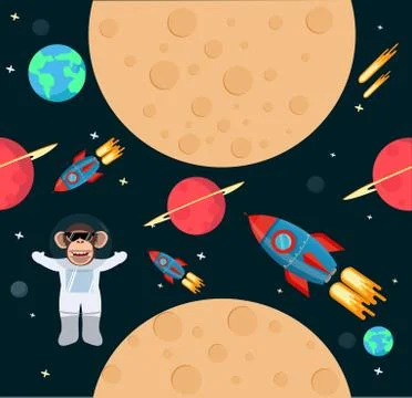 Monkey space pattern Illustrazione stock