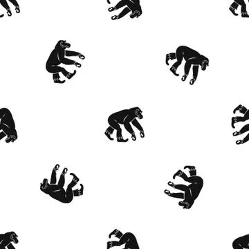 Monkey standing pattern seamless black Illustrazione stock