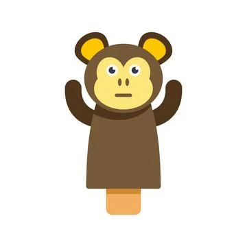Monkey stick puppet representing childhood play and theater Stock Illustration