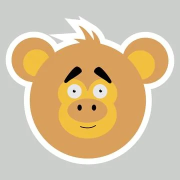 A monkey. A sticker with a monkeys face. Stock Illustration