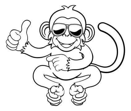 Monkey Sunglasses Cartoon Thumbs Up Pointing Stock Illustration