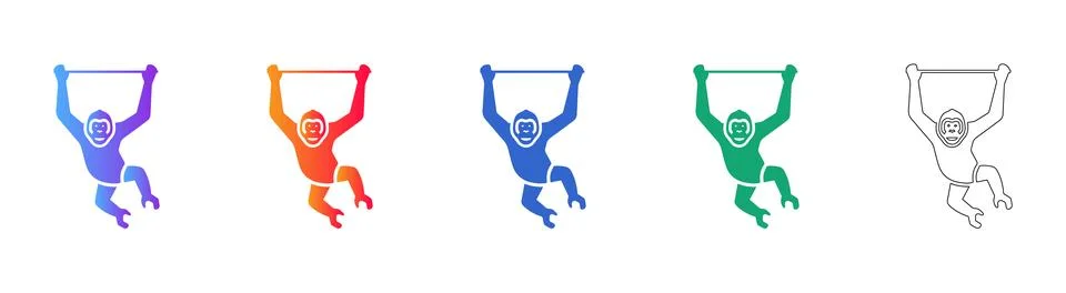 Monkey Swinging Data Icons Stock Illustration