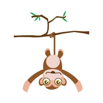Monkey Swinging On Tree Branch Stockillustratie