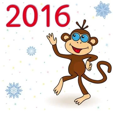 Monkey - the symbol of 2016 Stock Illustration
