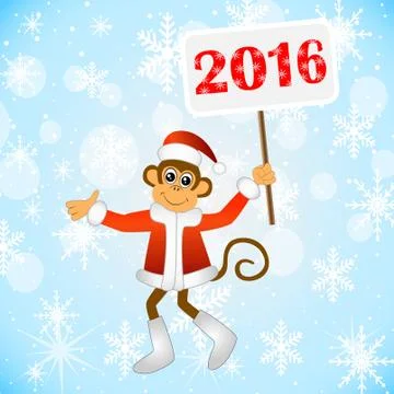 The monkey with the tablet of 2016 Stock Illustration