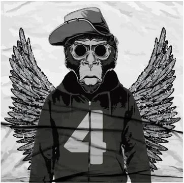 Monkey Tee Graphic  illustration, t-shirt graphics, vectors.. Stock Illustration