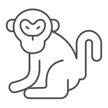 Monkey thin line icon, worldwildlife concept, monkey vector sign on white 스톡 일러스트