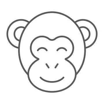 Monkey thin line icon, zoo and africa, animal sign, vector graphics, a linear Stock Illustration
