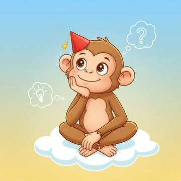 Monkey-Thinking Stock Illustration