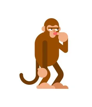 Monkey thinks isolated. Ape expect. vector illustration Illustrazione stock