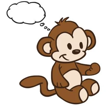 Monkey with thought bubble Stock Illustration