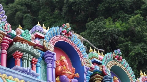 Monkey on top of Batu Caves Temple Kuala Lumpur Stockbeeldmateriaal 157468901