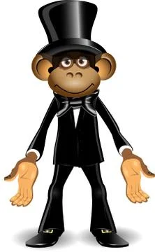Monkey in a top hat Stock Illustration