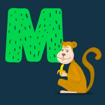 Monkey vector character with letter M Stock Illustration