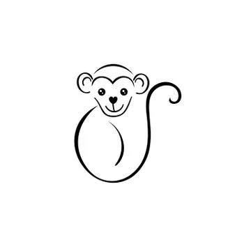 Monkey vector icon, Emblem design on white background Stock Illustration